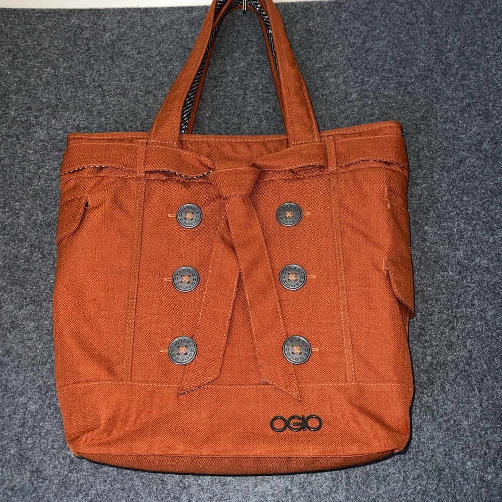 OGIO Melrose Tote Black Laptop Bag Handled Large Buttons Bow Multi-Pocket